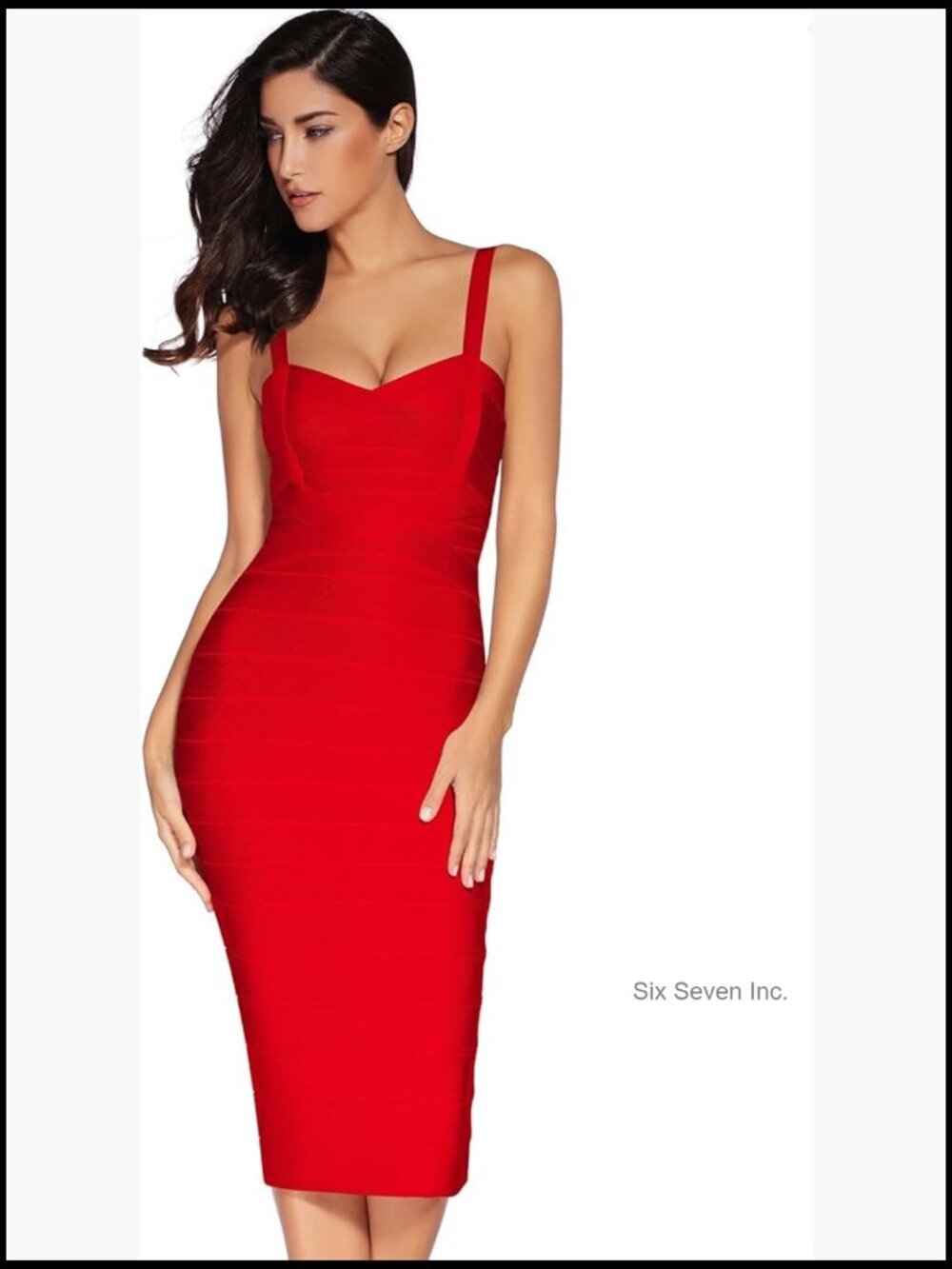 Midi Bodycon Bandage Dress Sweetheart Neck Sleeveless Party Wedding Guest